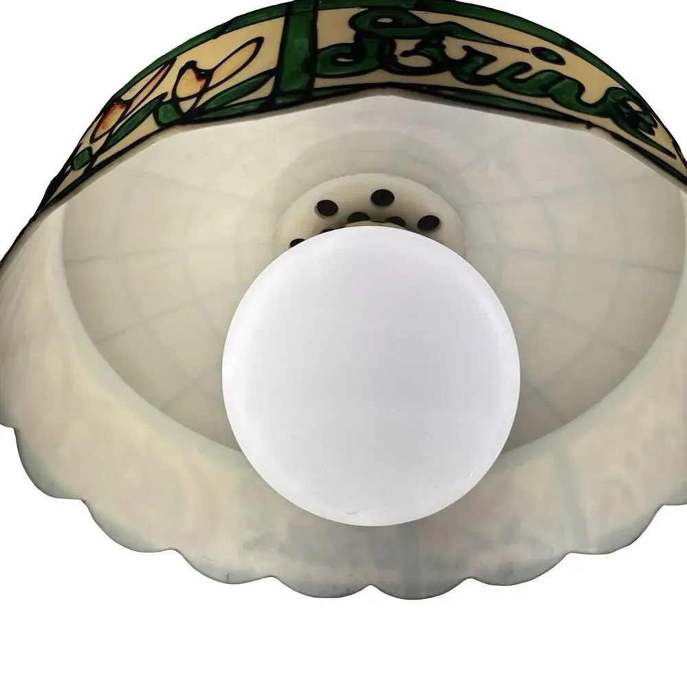 Vtg Faux Stained Glass‎ Tiffany Hanging Ceiling Light Lamp Shade Coca Cola 17”